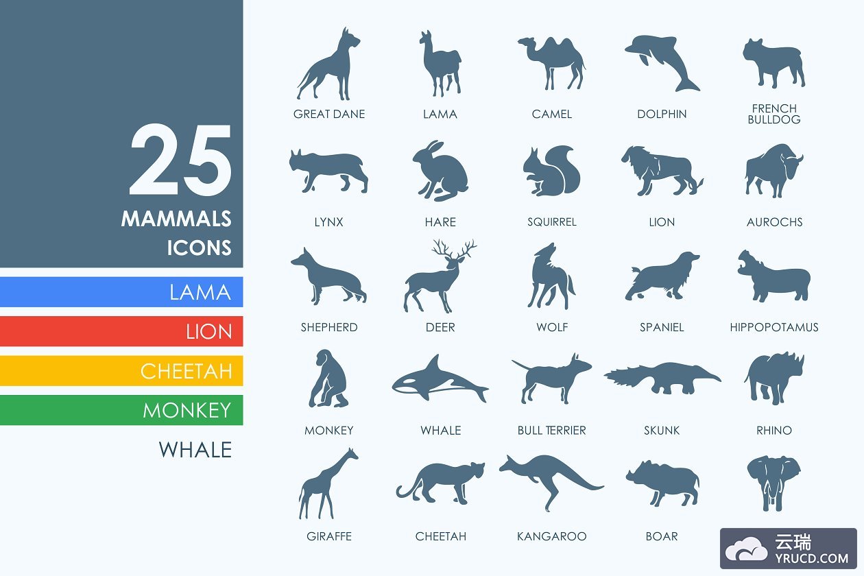 哺乳动物图标素材 25 mammals icons