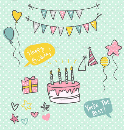 生日插画素材 Illustrated Birthday Objects :)