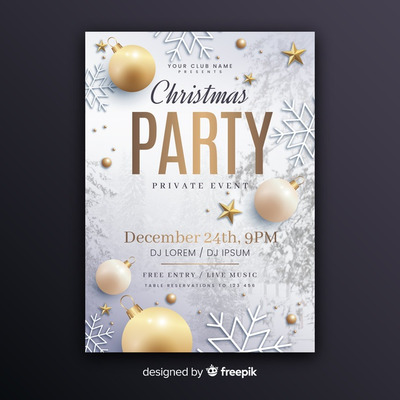 圣诞节晚会海报素材 Christmas party poster template with photo Vector