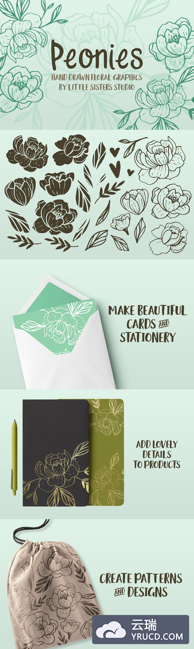 漂亮的手写设计字体 Pretty Peonies