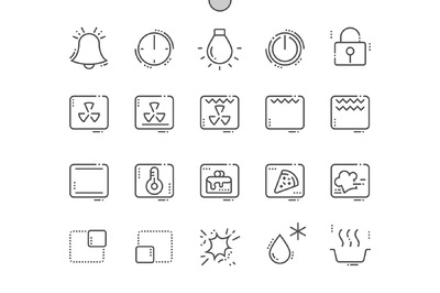 烤箱符号图标素材 Oven Symbols Line Icons