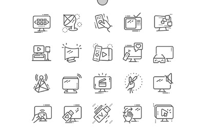 电视图标素材 TV Line Icons