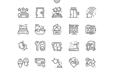 酒店矢量图标 Hotels Line Icons