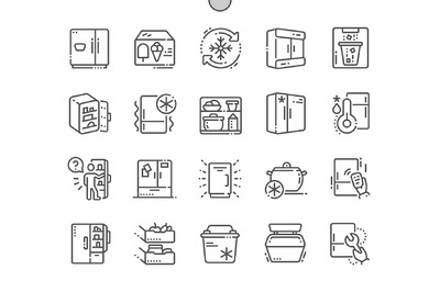 冰箱细线图标素材 Fridge Line Icons