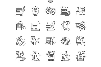 博客图标素材 Blogging Line Icons