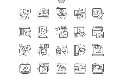 社交媒体图标素材 Social media video Line Icons