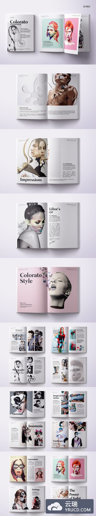 时尚高端简约多用途的摄影杂志宣传册房地产楼书画册设计模板（PSD）