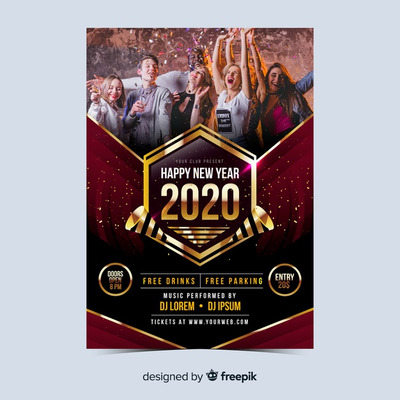 新年活动设计素材 Party people new year 2020 poster Vector