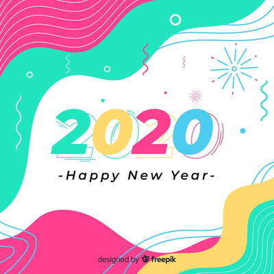 新年设计素材 New year 2020 in flat design Vector