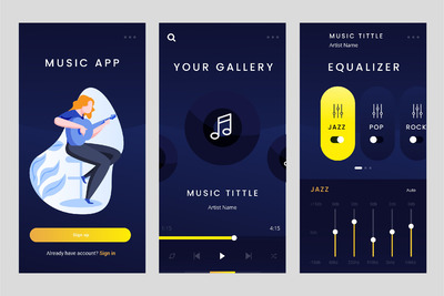 音乐APP UI模板下载[Ai,PSD]