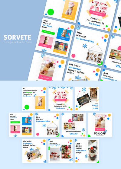 时尚可爱简约清新风格的社交媒体Instagram海报banner设计模板