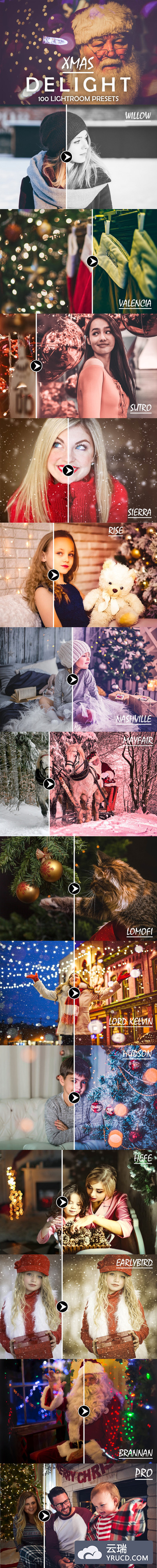 100个圣诞节照片调色滤镜LR预设