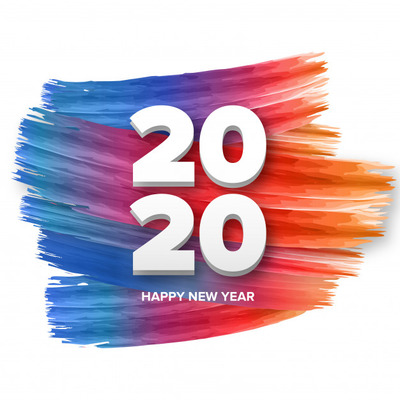 新年笔刷设计背景 Happy new year 2020 background Vector