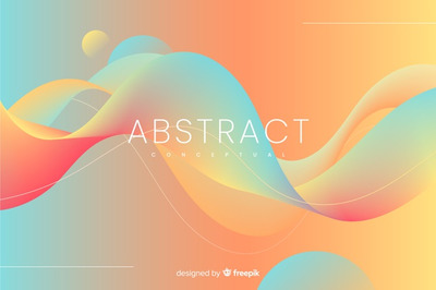 彩色波浪技术背景 Colorful abstract background with wavy shapes Vector