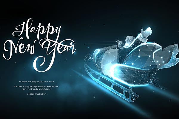 时尚高端简约抽象绚丽渐变配色的2020圣诞节圣诞老人新年海报banner宣传单设计模板