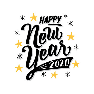 2020新年字体元素 Lettering happy new year 2020 Vector