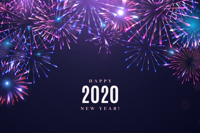 新年烟火素材 Fireworks new year 2020 background Vector