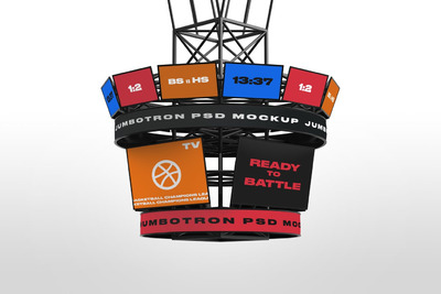 NBA篮球直播中心大屏屏幕群设计展示样机下载[PSD]