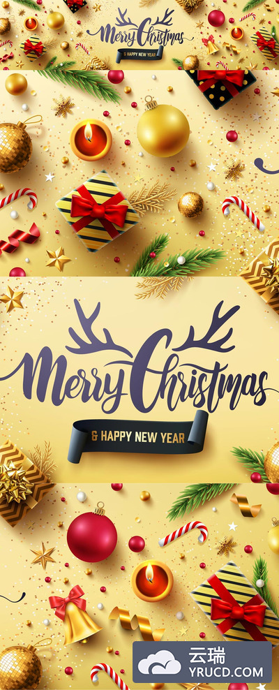 绚丽好用的2020圣诞节新年海报banner设计模板-矢量