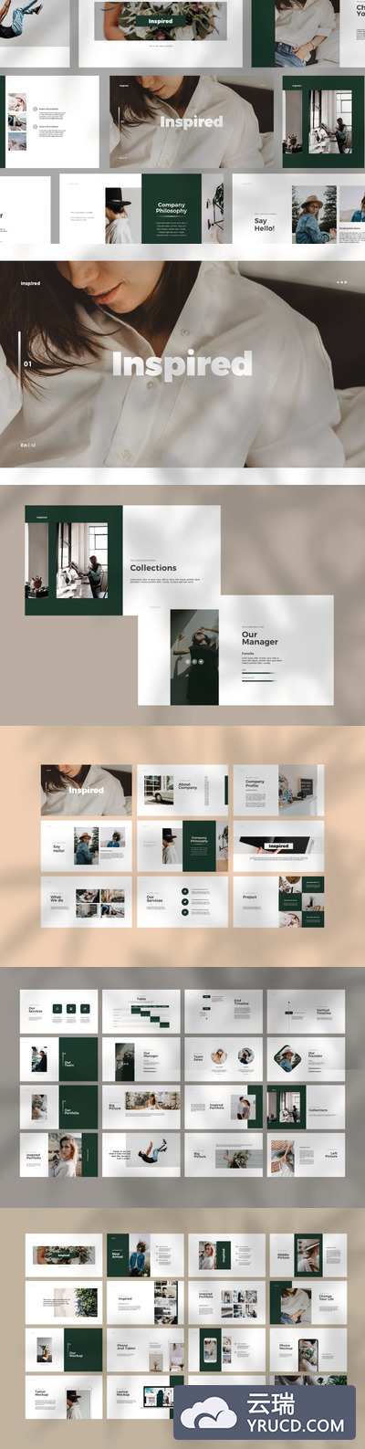 清新时尚高端优雅的powerpoint幻灯片演示模板（pptx）