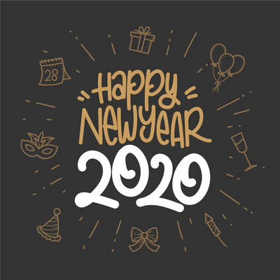 手绘新年元素 Hand drawn new year 2020 wallpaper Vector