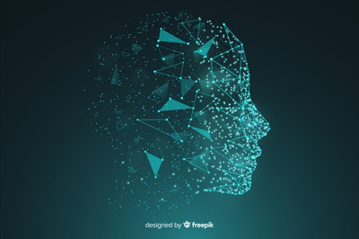 人工智能特效背景 Particle artificial inteligence face background Vector