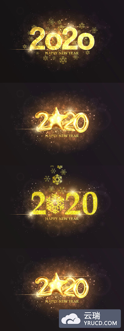 时尚绚丽2020新年快乐圣诞节banner海报设计模板（AI，EPS，JPG，PDF）