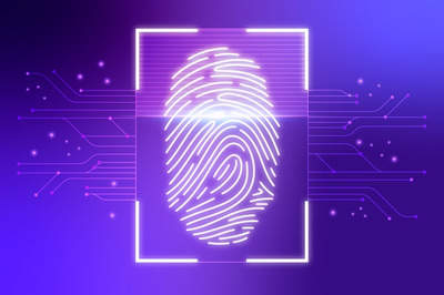 酷炫指纹加密背景 Violet neon fingerprint background Vector