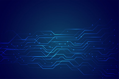 电路科技背景 Blue technology circuit diagram with glowing line lights Vector