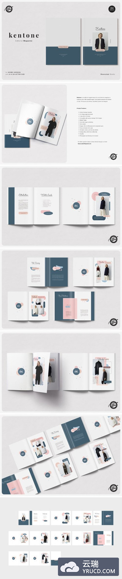 时尚极简风格女性杂志/时装周杂志画册设计模板