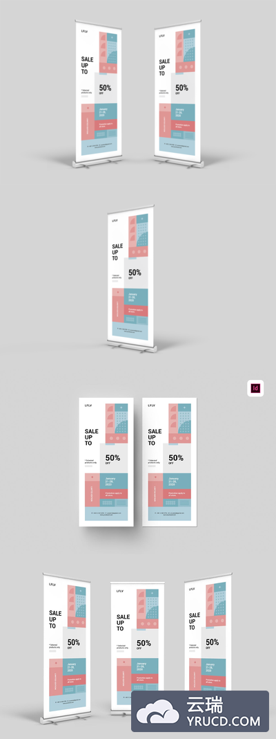 时尚高端简约艺术风格的高品质X展架门型架易拉宝设计模板