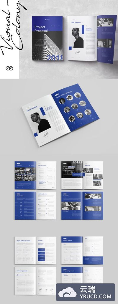 时尚高端简约项目提案画册宣传册品牌手册房地产楼书杂志书籍装帧设计模板（indd）