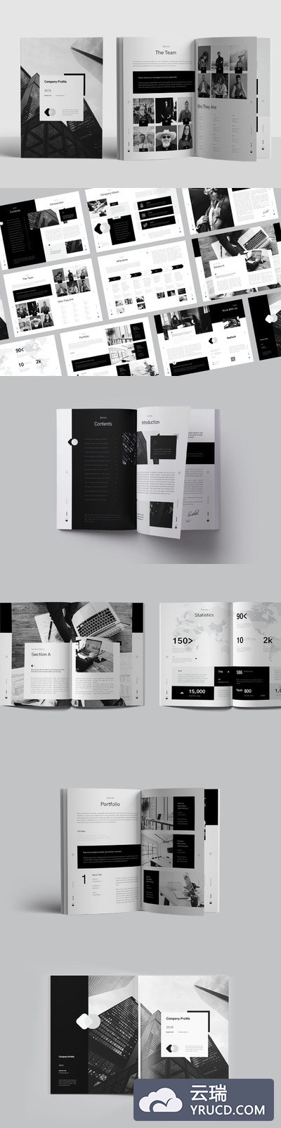 时尚高端简约项目提案画册宣传册品牌手册房地产楼书杂志书籍装帧设计模板（indd）-3