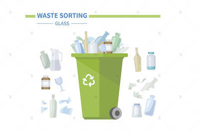 扁平化的垃圾桶回收矢量素材下载[Ai]