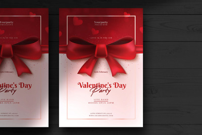 时尚高端震撼的蝴蝶结2.14情人节海报宣传单DM设计模板（AI，EPS）