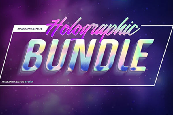 30种闪亮的全息文字效果套装[PSD,ASL]