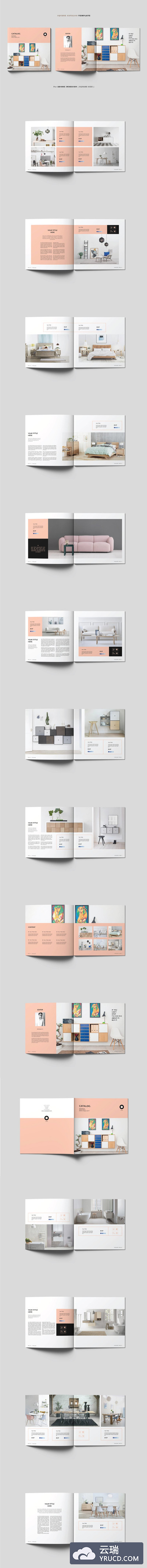产品目录/室内设计/家居杂志方形画册模板