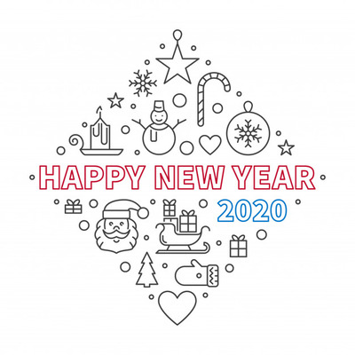 圣诞新年图标元素插图