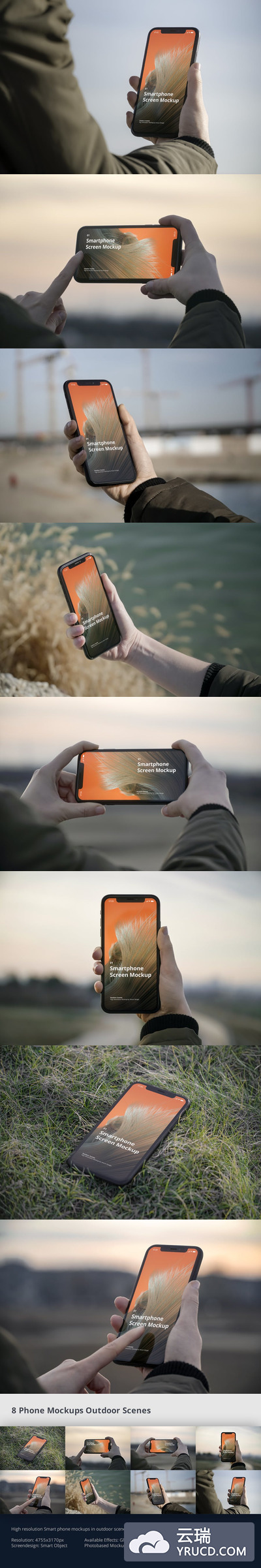 高品质的户外场景iPhone 11 pro APP UI样机展示模型mockups