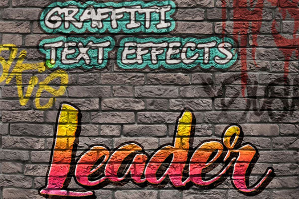 8款墙壁涂鸦文字效果图册样式PSD模板