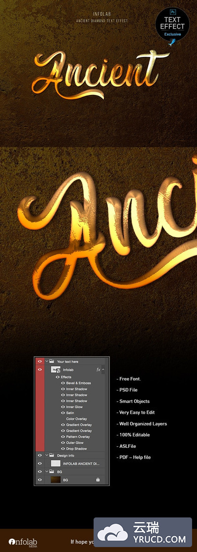 史诗般的复古金色文字效果[PSD,ASL]