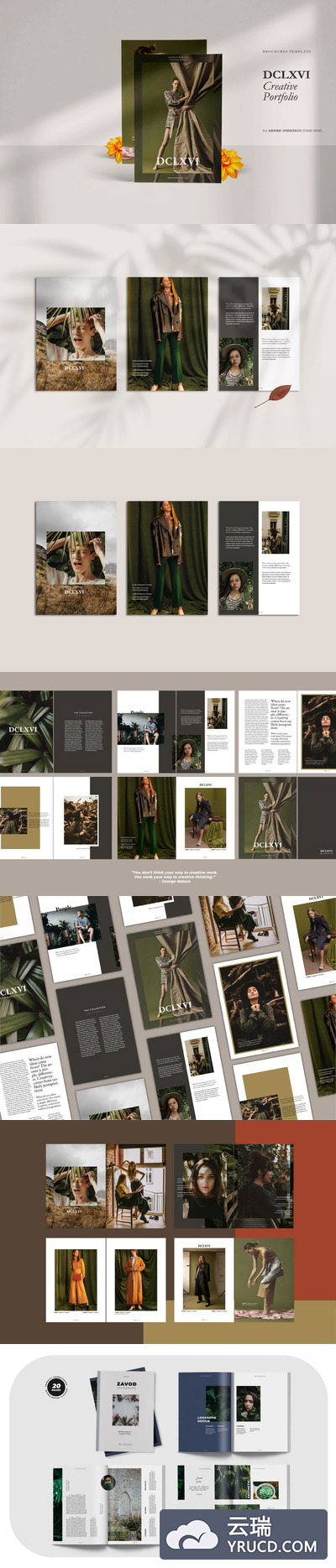 时尚高端简约多用途的高品质时尚杂志书籍装帧品牌手册画册宣传册设计模板（indd）