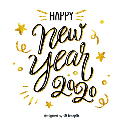 简约2020新年手写体元素 Lettering happy new year 2020 Vector