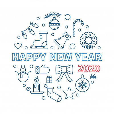 圣诞新年图标元素插图