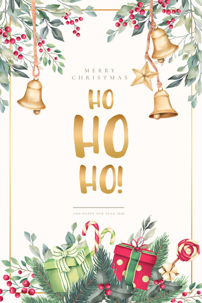 水彩圣诞装饰品插画 Watercolor christmas card with beautiful ornaments Vector