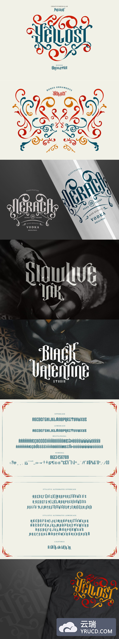 时尚高端简约欧式哥特英文英文字体-Yellost