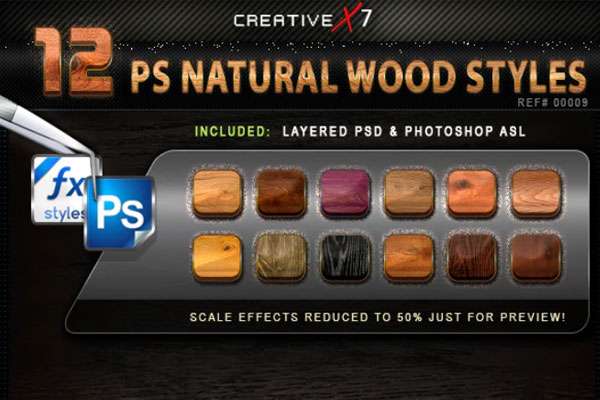 12个逼真的木纹纹理文本图层样式