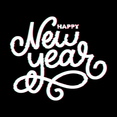 爆裂的新年字体元素插画