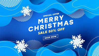 圣诞促销优惠横幅插画