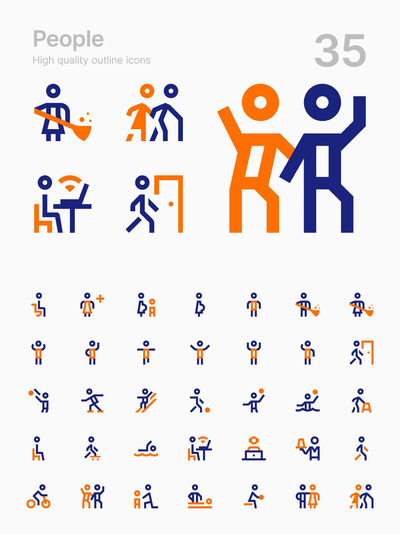 35个专业的时尚高端简约人物活动图标icon集合-2